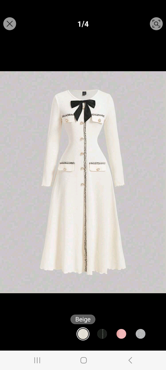Elegant Knitted Midi Dress with Bow