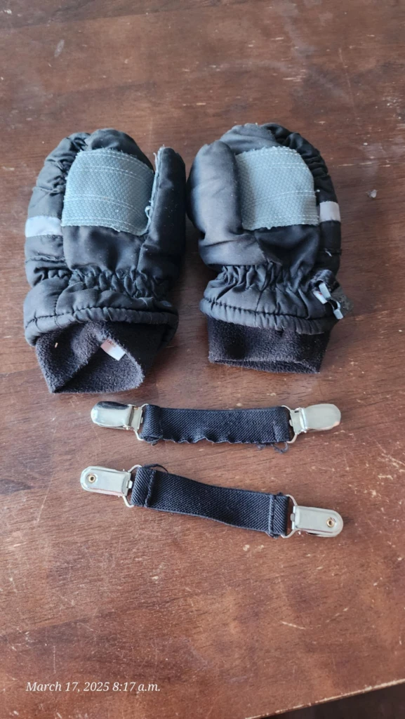 Kids' Black Winter Mittens with Attached Wrist Straps - photo 2