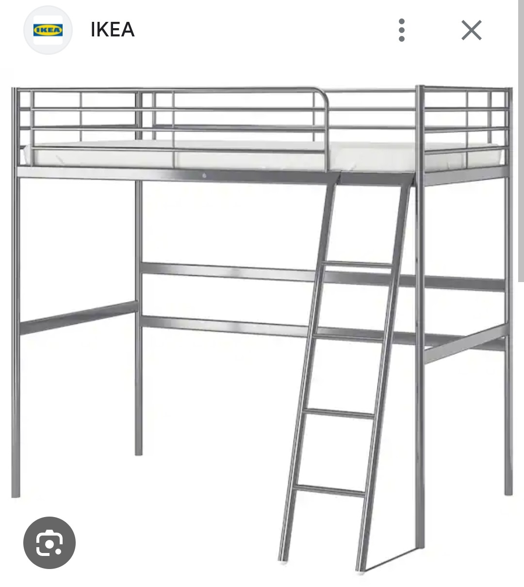 IKEA SVÄRTA Metal Loft Bed Frame with mattress