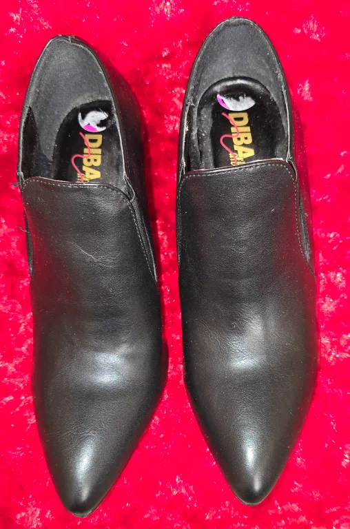 Black Leatherette Ankle Boots with Gold Accents thumbnail