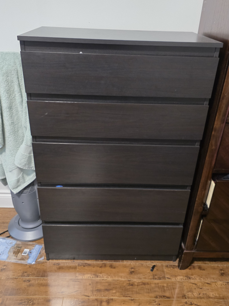 IKEA MALM 5-drawer Chest - Black-Brown
