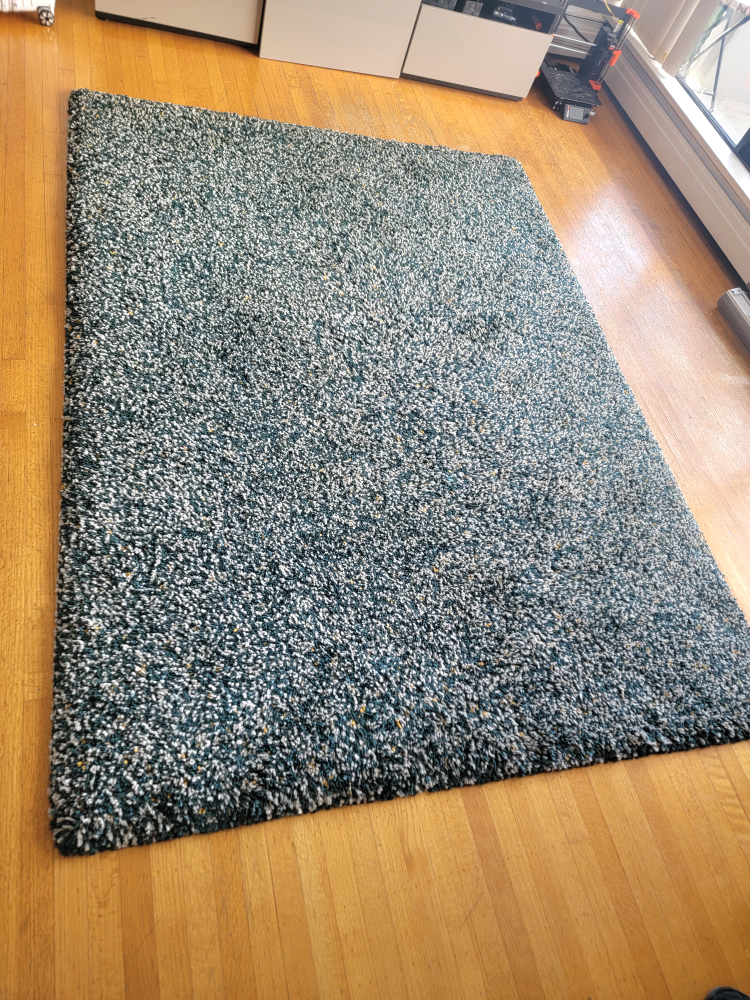 Teal and White Shag Rug