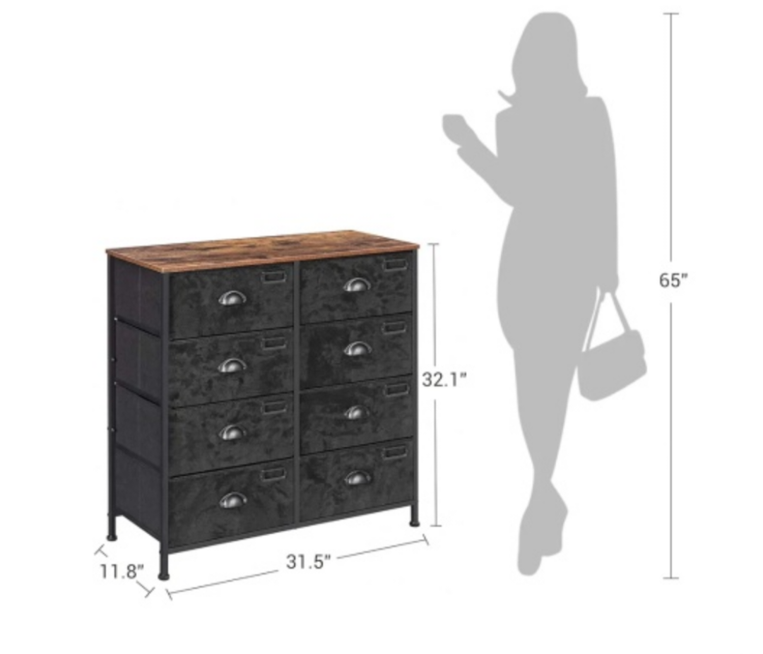 SONGMICS Rustic Vertical,8 Fabric Drawers, Labels, Wooden Top, - photo 2
