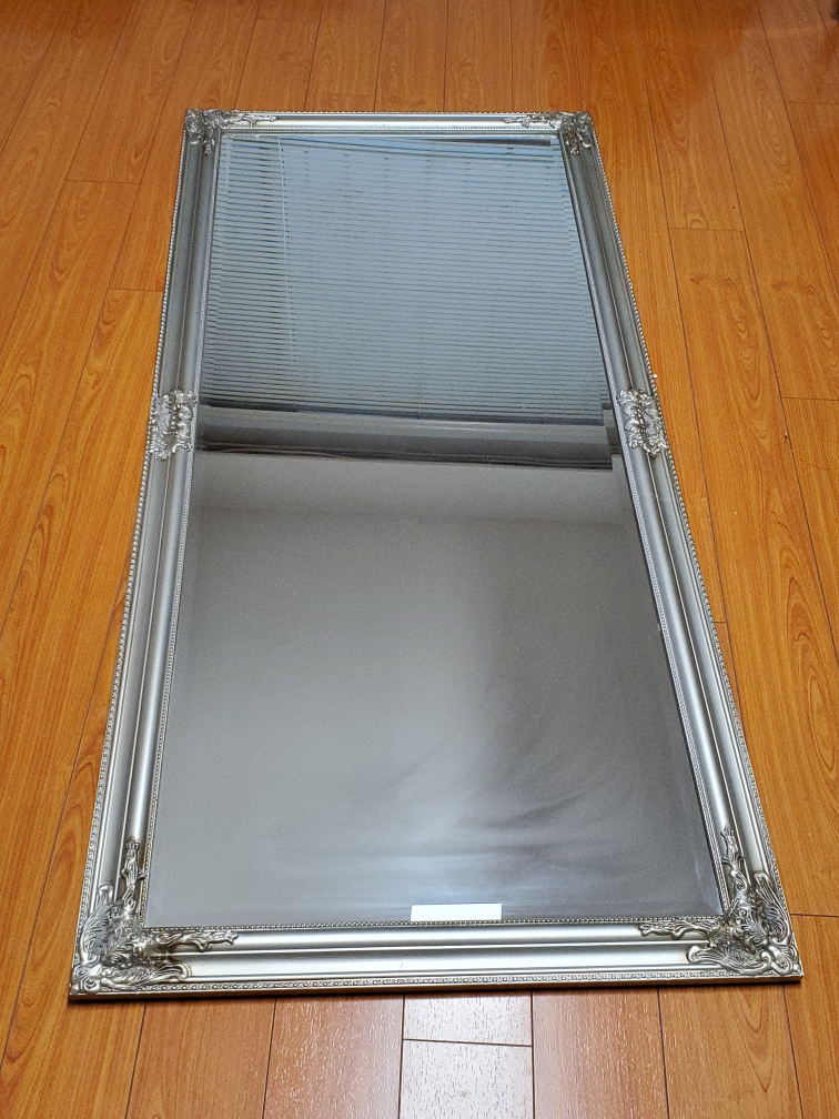 Silver Ornate Framed Full-Length Mirror