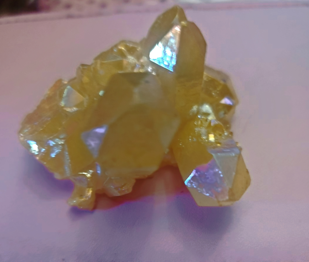 Citron Yellow Angel Aura Quartz Cluster Crystal - photo 2