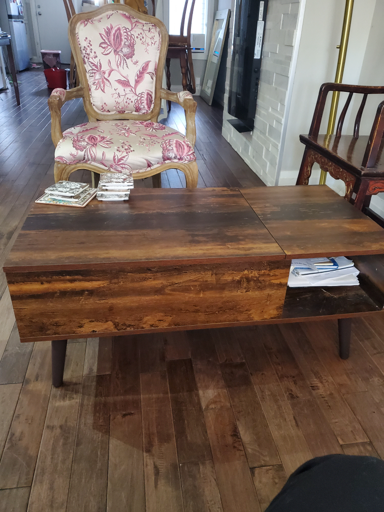 Lift-Top Wooden Coffee Table with Storage - photo 2