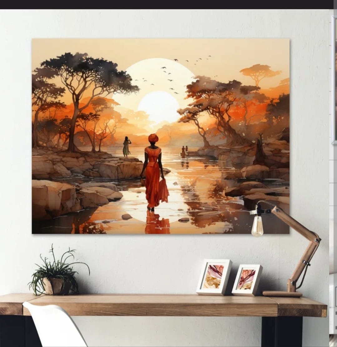 African Sunset Wall Art Canvas Print