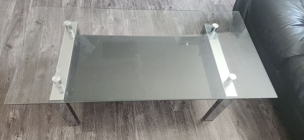 Glass Coffee Table with Chrome Legs