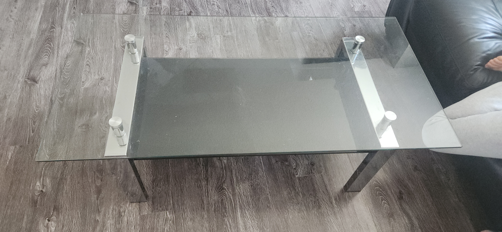 Glass Coffee Table with Chrome Legs - photo 2