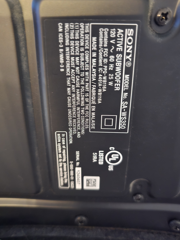 Sony SA-WS330 Active Subwoofer - photo 2