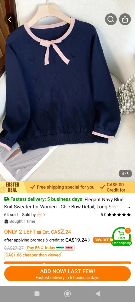 Brand New Women's Navy Blue Knit Sweater image indicator(3)