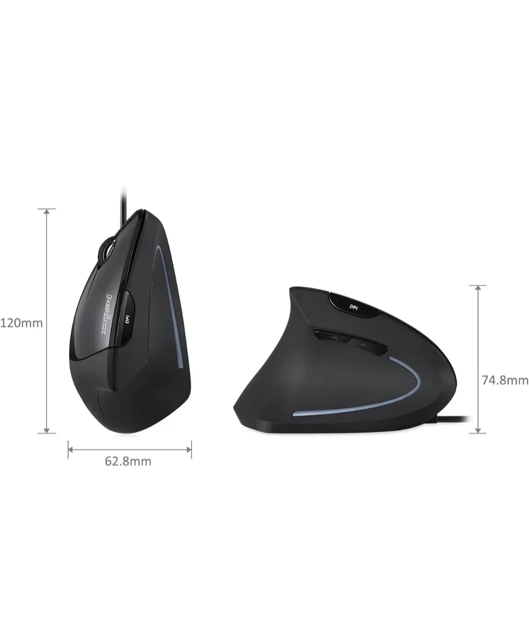 Left-Handed Vertical Ergonomic Mouse - 6 Buttons, 800/1600 DPI image indicator(5)