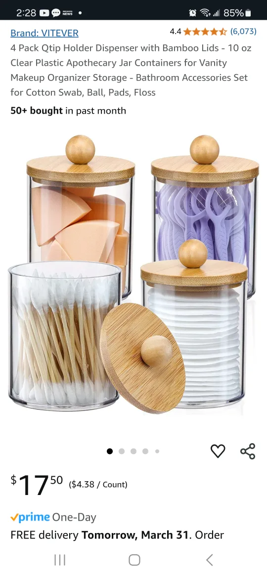 Storage Jars for  cosmetics/Qtips/Cotton balls etc image indicator(4)