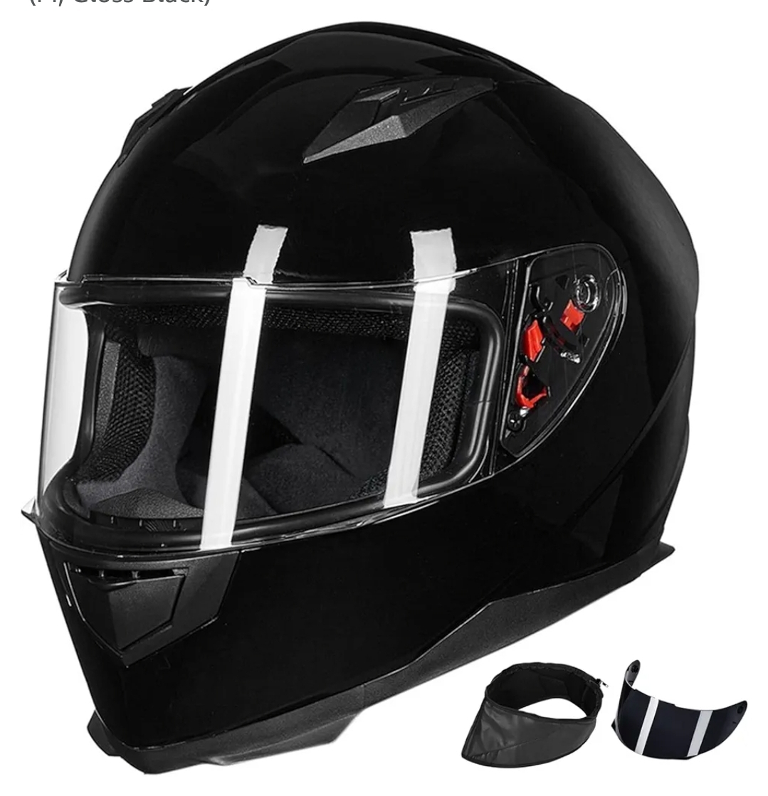 Black Motorcycle Helmet with Neck Protector - photo 3