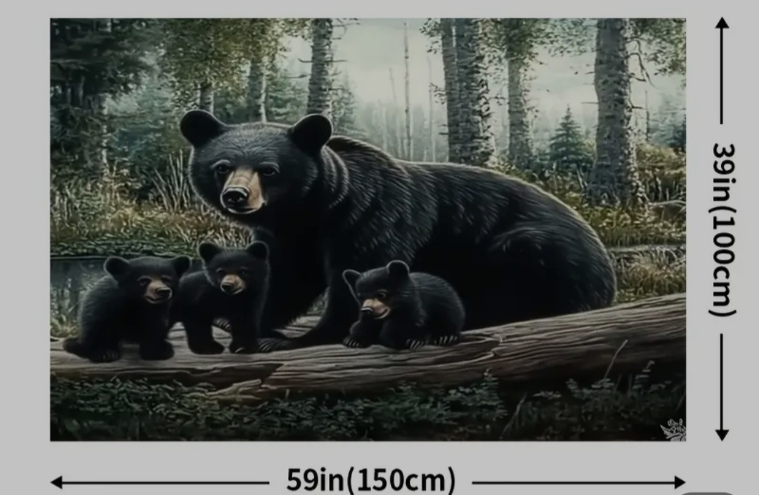 Large Bear Family Canvas Print - 59" x 39"