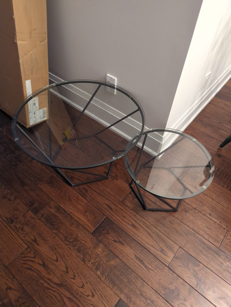 Set of Two Glass Top Coffee Tables