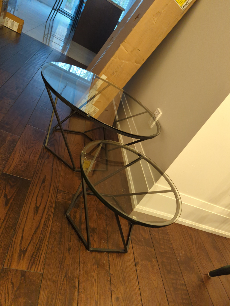 Set of Two Glass Top Coffee Tables - photo 3