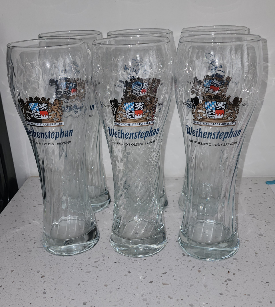 Six Weihenstephan Beer Glasses