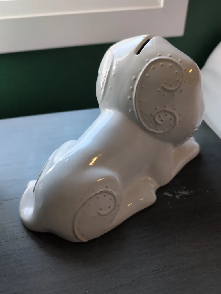 Pottery Barn Kids White Lion Piggy Bank image indicator(3)