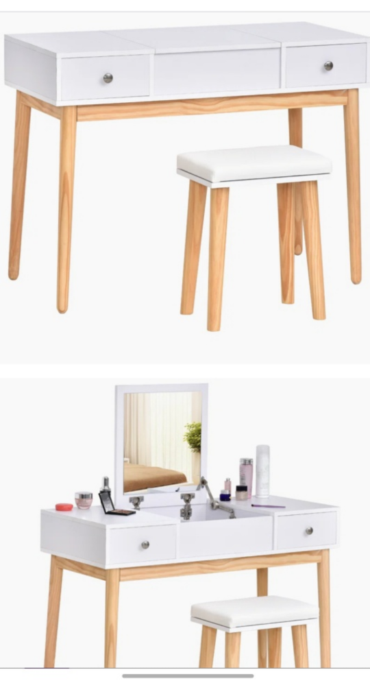 White Vanity Set with Mirror and Stool - photo 4