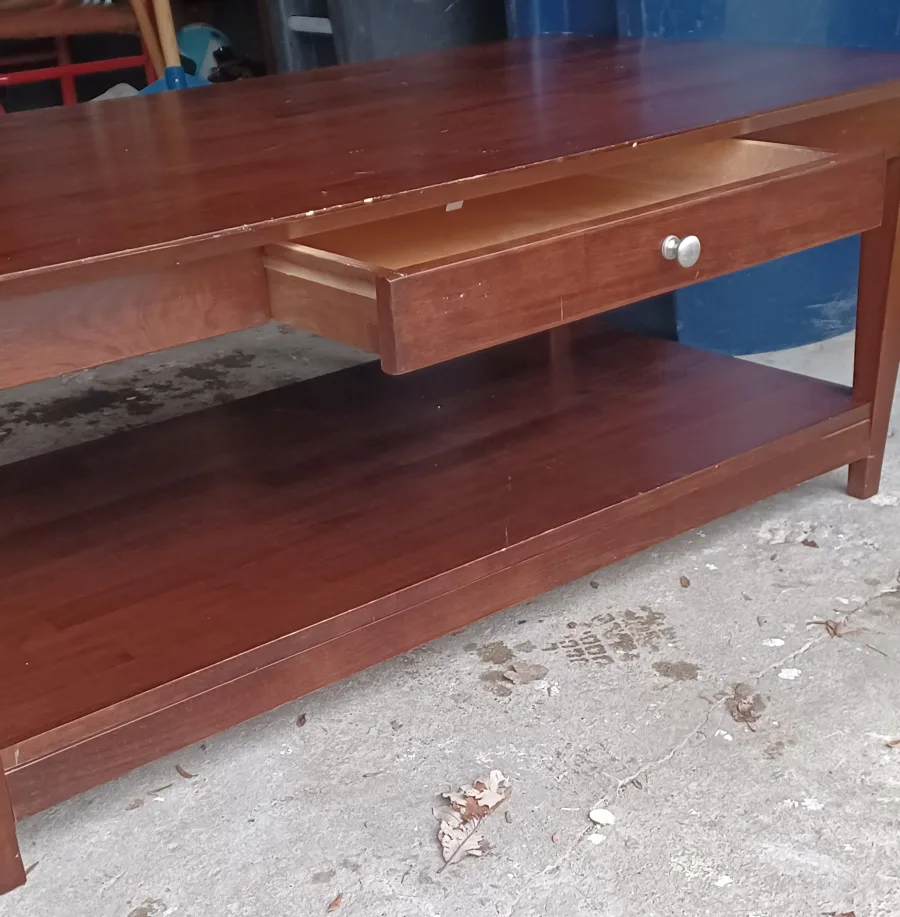 Dark Brown Wood Coffee Table with Drawer and Shelf image indicator(3)
