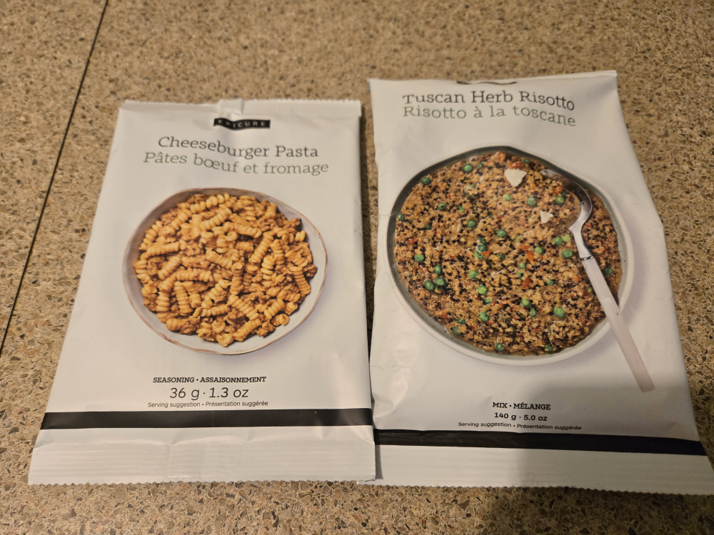 Epicure Cheeseburger Pasta and Tuscan Herb Risotto
