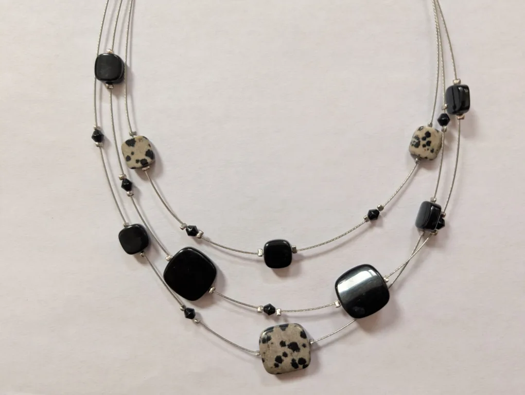 Multi-Strand Dalmatian Jasper and Black Onyx color Necklace image indicator(3)