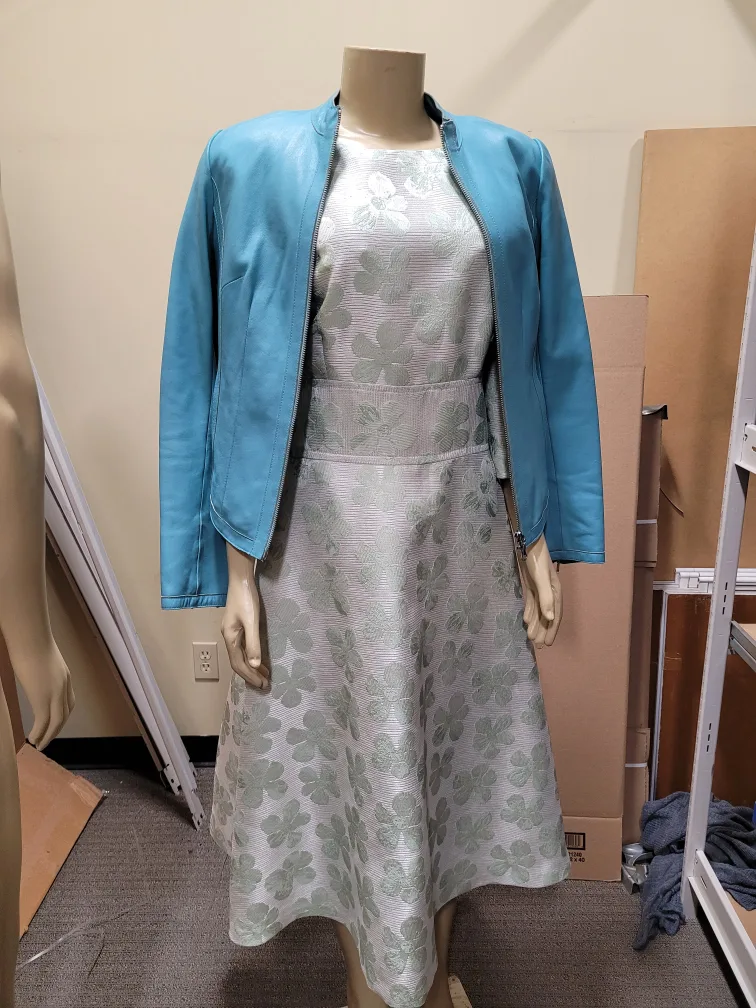 Sage Green Floral Fit and Flare Dress image indicator(3)