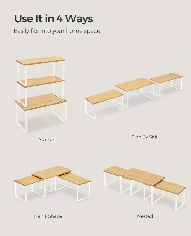 Set of 3 Expandable Bamboo Shelves image indicator(5)
