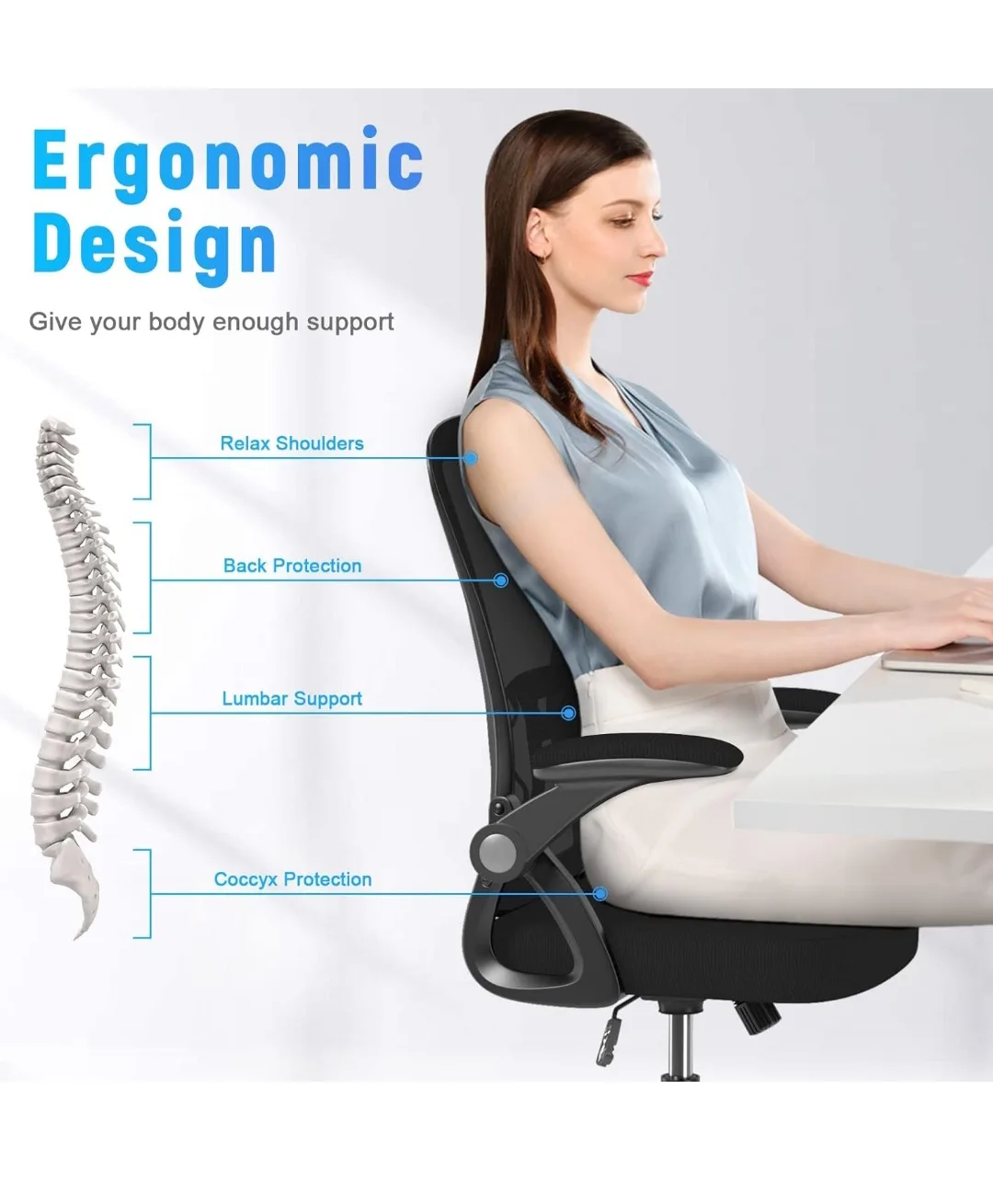 Ergonomic Mesh Office Chair with Adjustable Armrests image indicator(3)