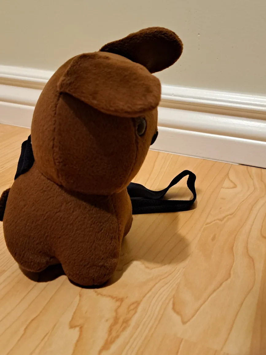 Brown Plush Dog with Back strap 7" image indicator(5)