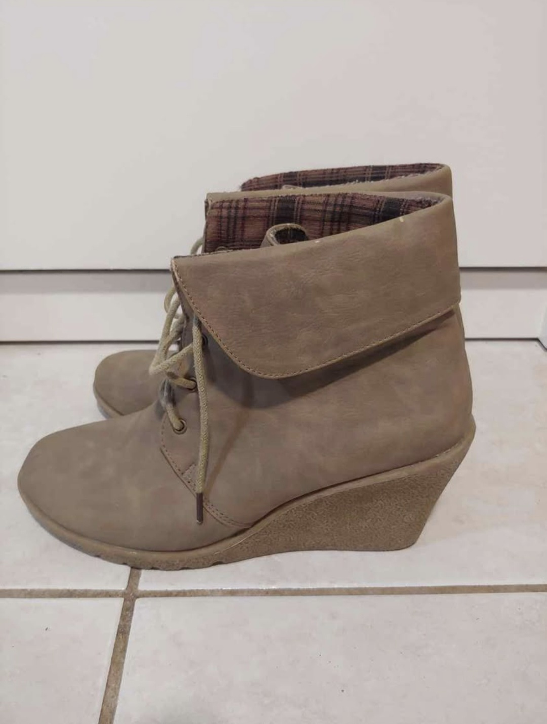 Women's Brown Wedge Ankle Boots