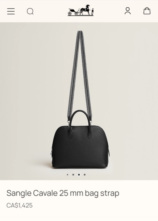 Hermès Sangle Cavale 25 mm Bag Strap - Black and White - photo 4