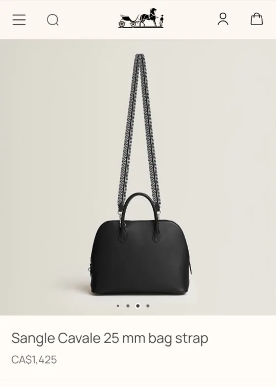 Hermès Sangle Cavale 25 mm Bag Strap - Black and White image indicator(4)