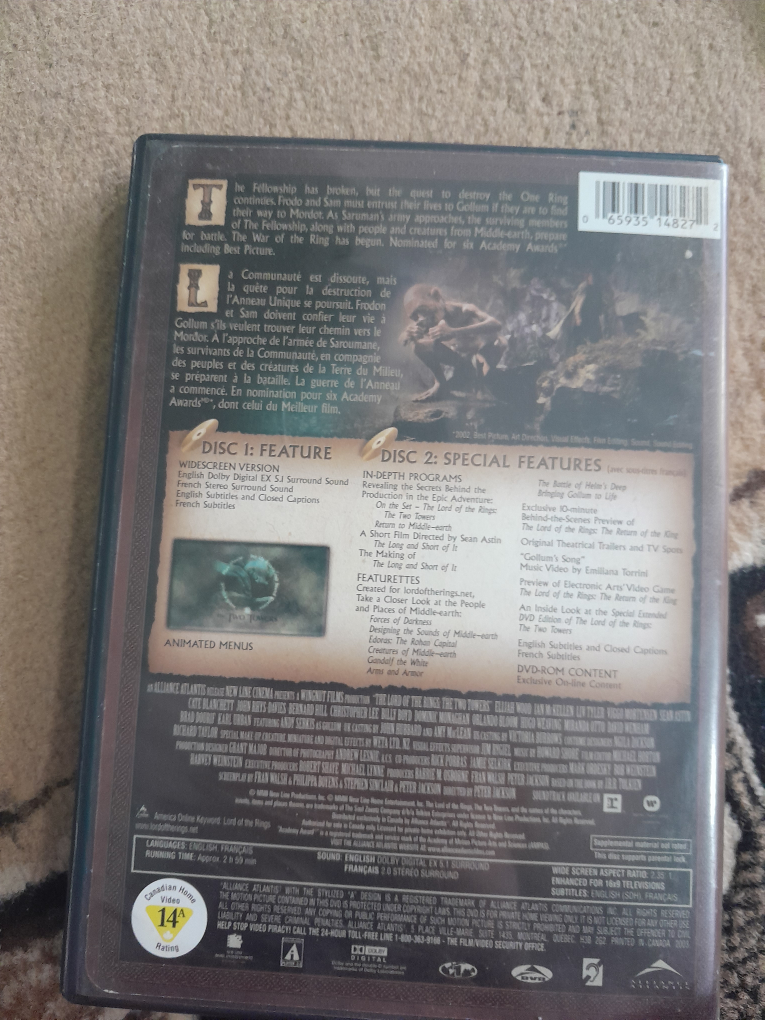Lord of the Rings: The Two Towers Widescreen DVD - photo 3