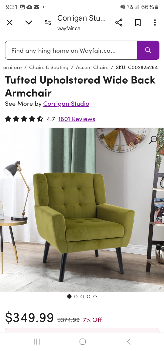 Tufted Upholstered  Armchair - Olive Green - photo 4