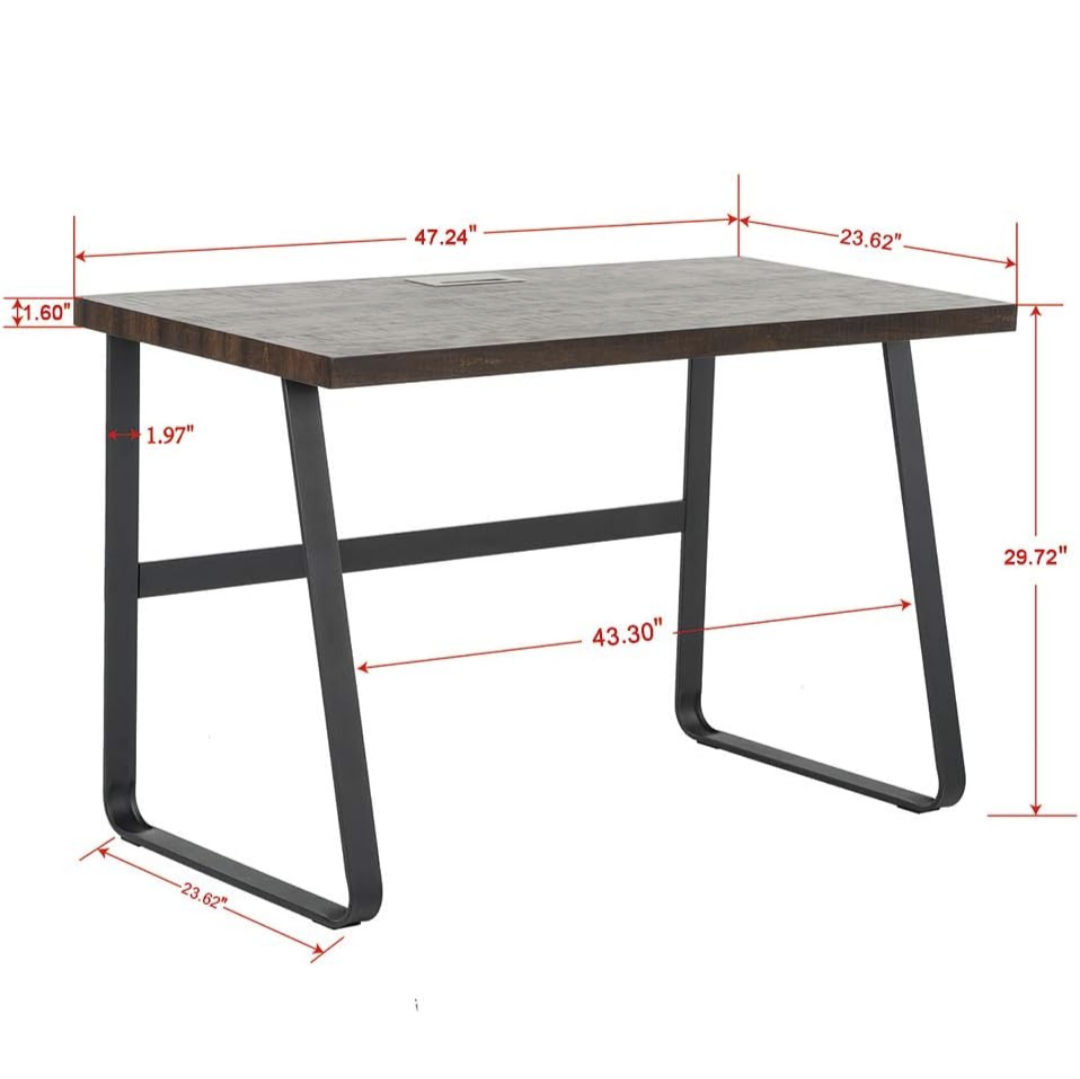 Modern Writing Desk with Black Metal Frame