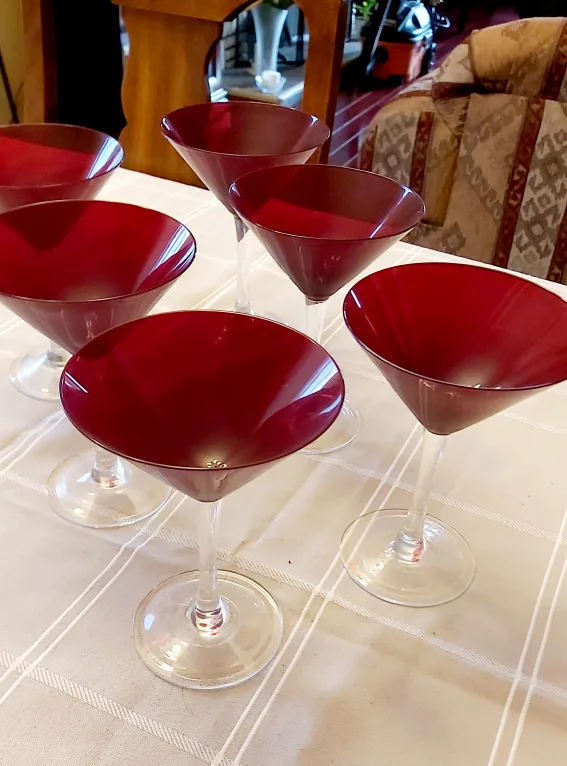 Set of six Ruby  Red Martini Glasses image indicator(2)