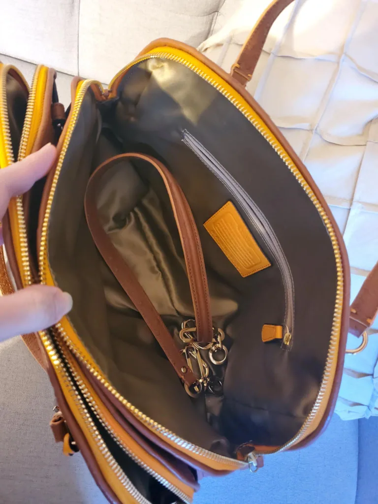 New with tag Coach Burnt Camel Ostrich Leather Handbag image indicator(6)