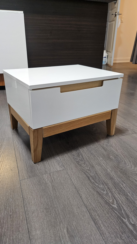 Modern White and Oak Nightstand