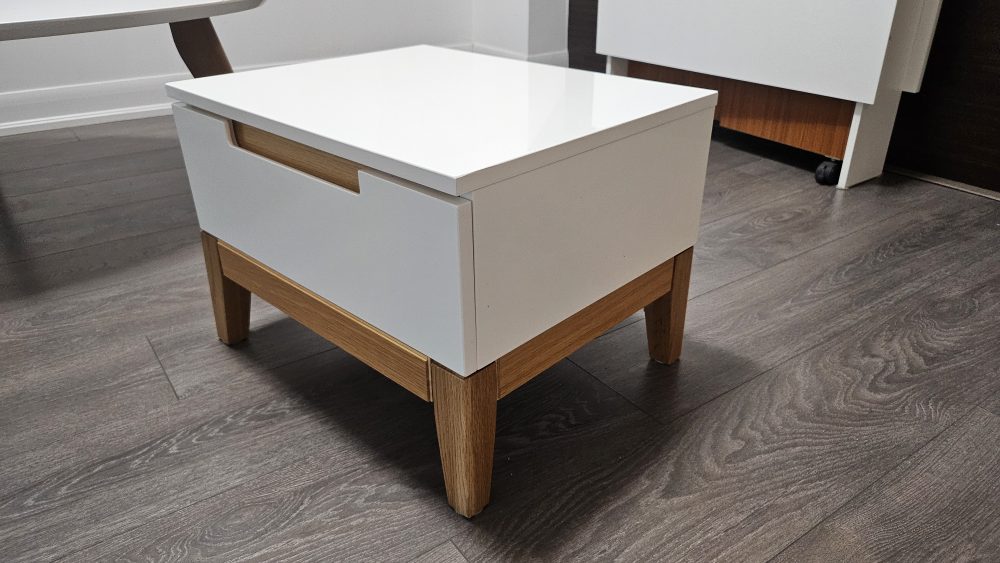 Modern White and Oak Nightstand - photo 2
