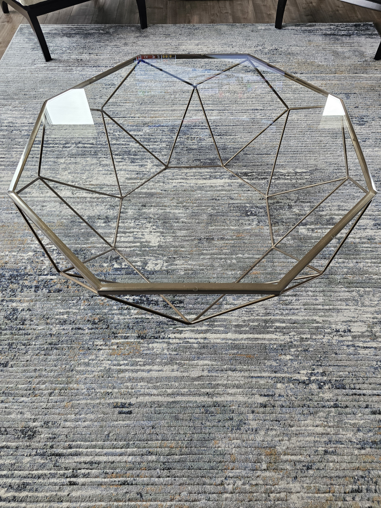 Geometric Glass Top Coffee Table and Console Table Set - photo 2