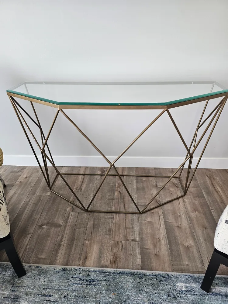 Geometric Glass Top Coffee Table and Console Table Set image indicator(3)