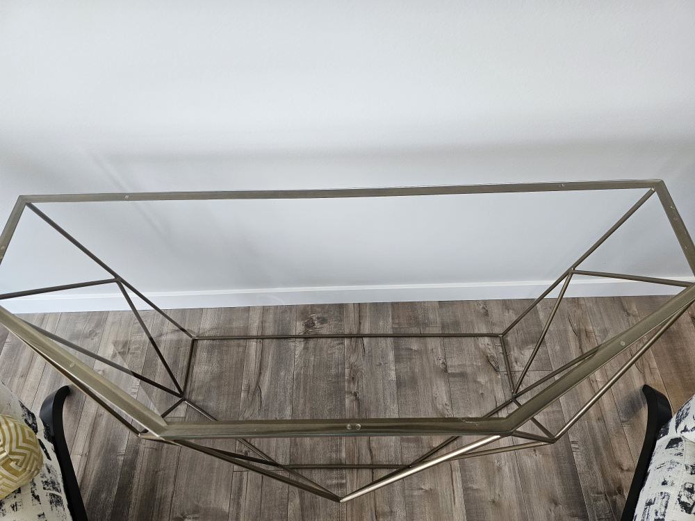 Geometric Glass Top Coffee Table and Console Table Set - photo 5