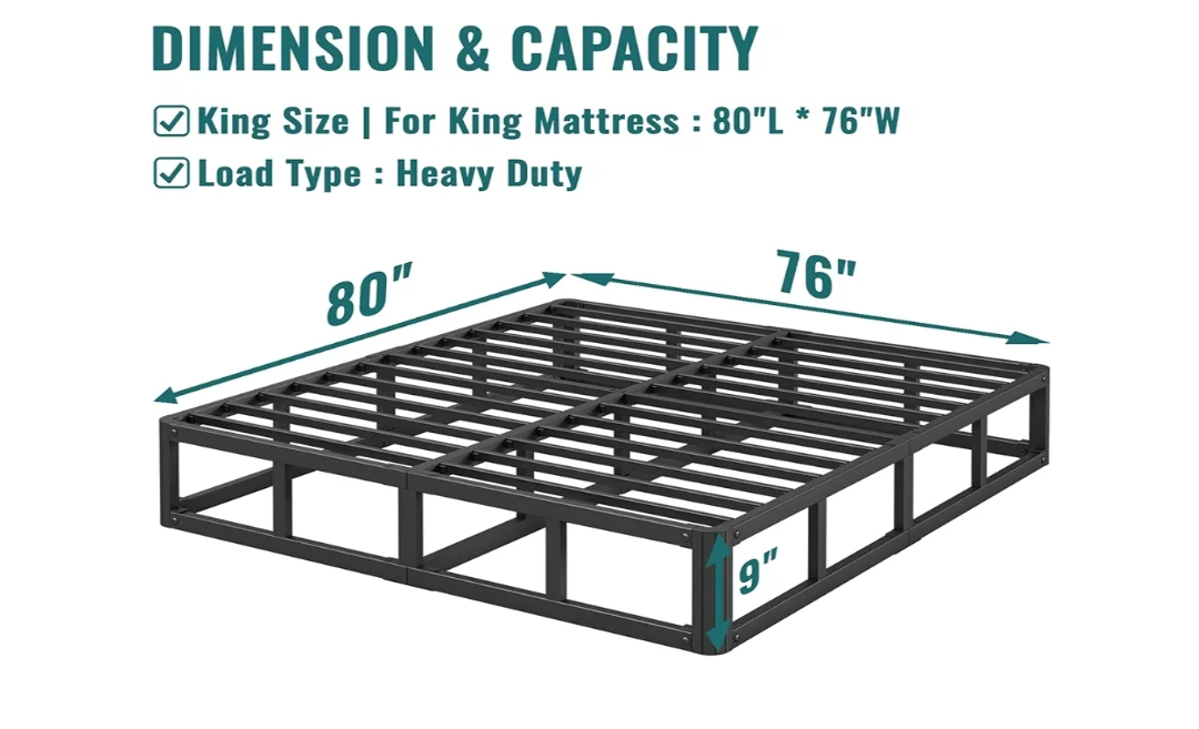 King Size Metal Platform Bed Frame - 9" High- move out sale - photo 2