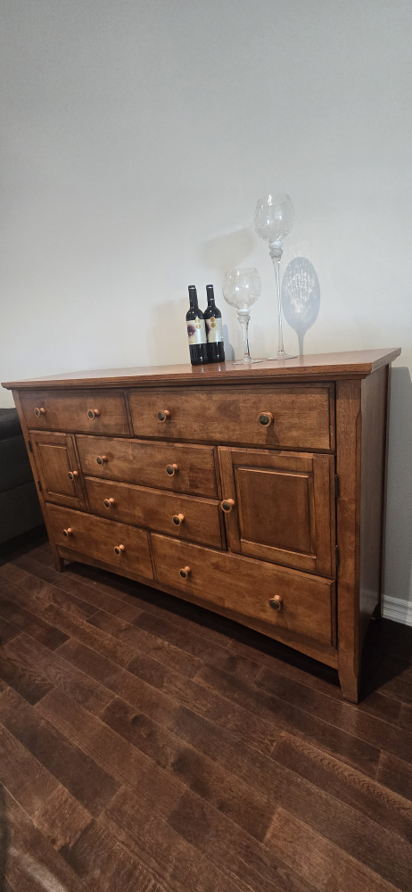 Wooden dresser with mirror