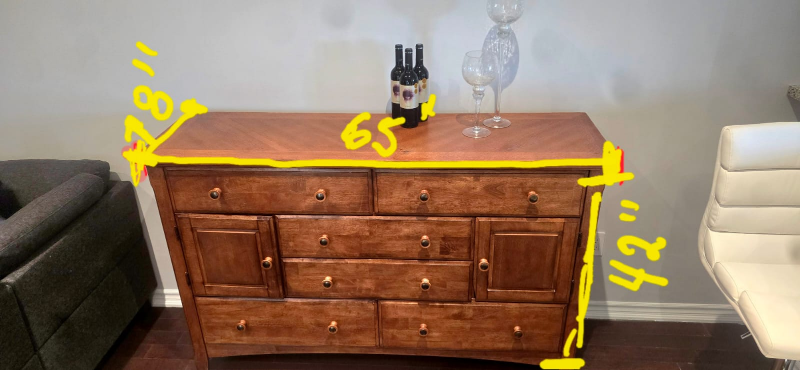 Wooden dresser with mirror - photo 2