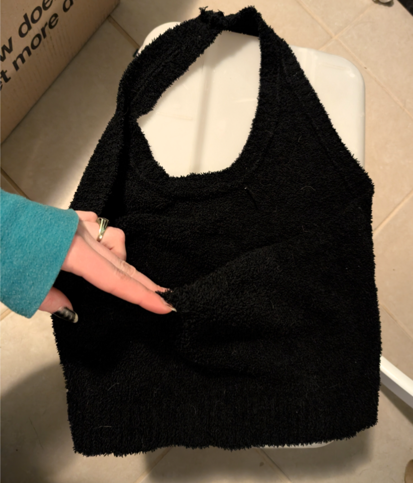 Fashion Nova Black Fluffy Halter Top - photo 2