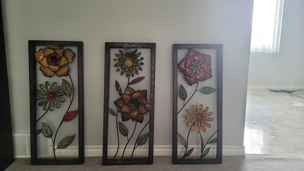 Set of Three Metal Flower Wall Decor