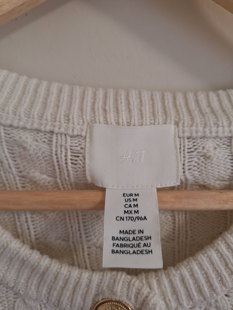 Cream-coloured Cable Knit Cardigan Size Medium - photo 2